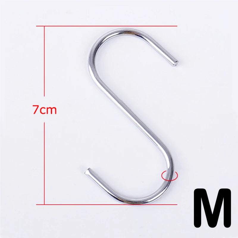 3/10pcs Stainless Steel S-Shape Hook Multi-function Kitchen Bedroom Railing S Hanger Clasp Holder Hooks Hanging Clothes Rack