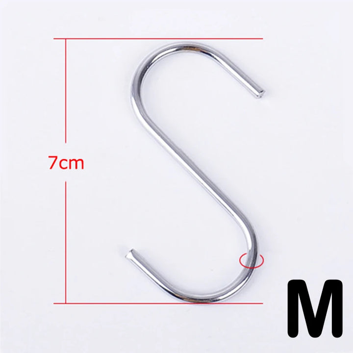 3/10pcs Stainless Steel S-Shape Hook Multi-function Kitchen Bedroom Railing S Hanger Clasp Holder Hooks Hanging Clothes Rack