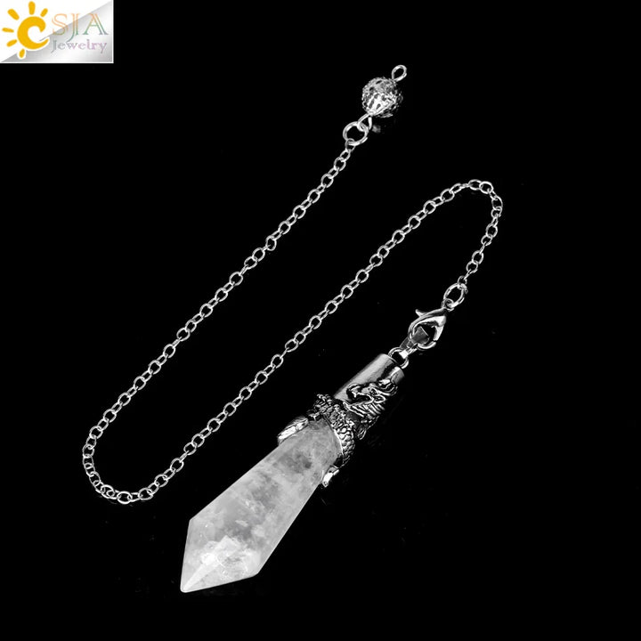 CSJA Dragon Crystals Pendulums for Dowsing Natural Stone Quartz Pendant Divination Pendulum 12 Faceted Balancing Pendulo H024