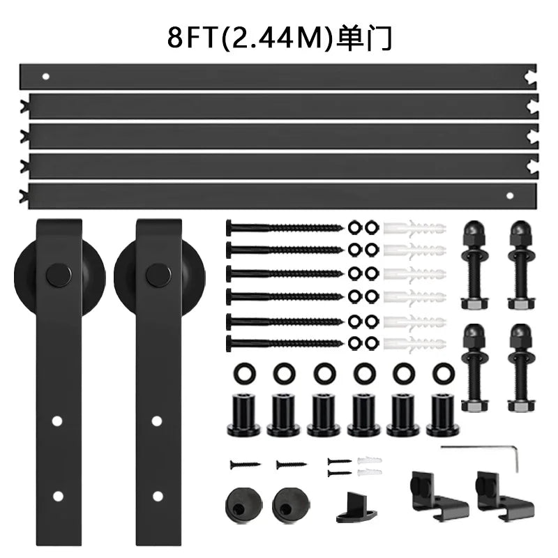 Barn door hanging rail complete set of hardware accessories guide rail for home sliding door slide rail hanging wheel