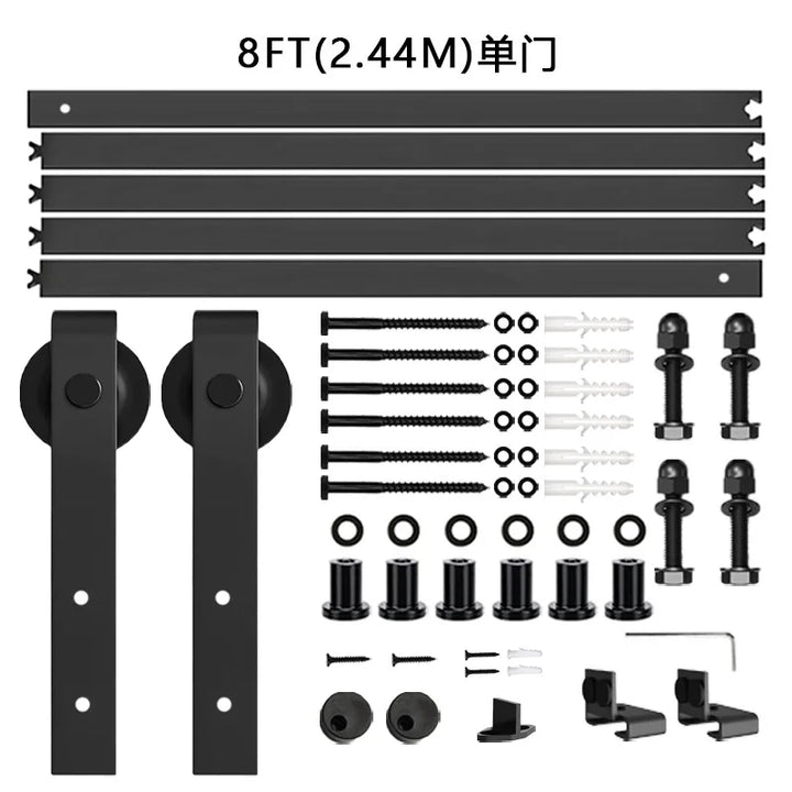 Barn door hanging rail complete set of hardware accessories guide rail for home sliding door slide rail hanging wheel