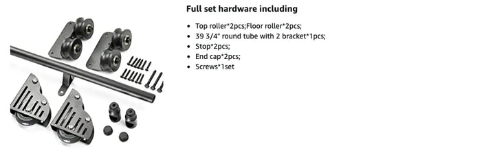 3.3FT(100cm) Sliding Library  Hardware Kit No Ladder，Black Rustic Round Tube Rolling Ladder Track,Floor Roller with Brake
