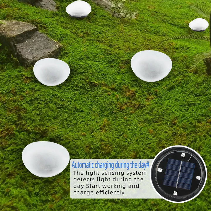 Solar Pebble Faux Stone Lawn Light LED Outdoor Garden Lamp Semi-Flush Mount for Pathways Yard Decor Garden Illumination Lighting