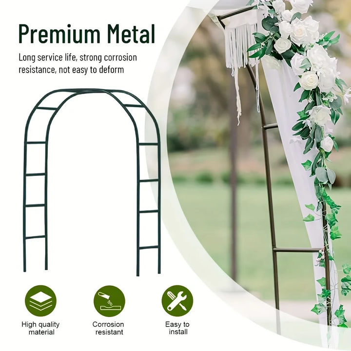 Large Metal Garden Arch100Inch Gothic Wedding Flower Stand Heavy Duty Steel Frame Outdoor Lawn Climbing Frame1-2pc