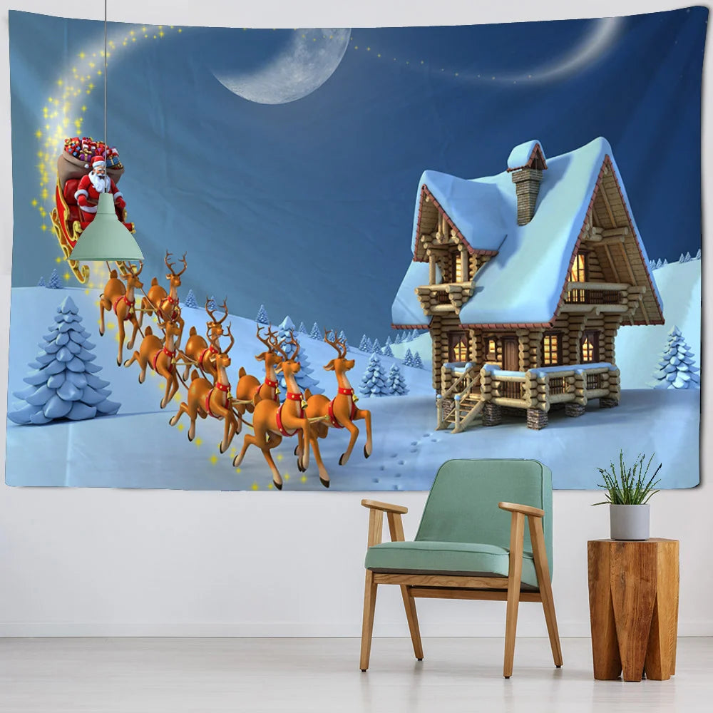Christmas decoration tapestry, wall hanging, reindeer, Bohemian style, hanging on the wall, room decoration