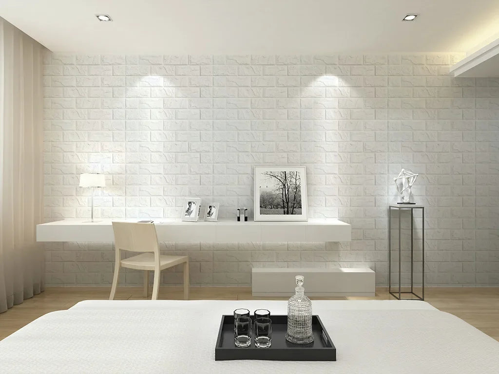20pcs 35m*38.5cm 3DWall Sticker Solid Color Faux Brick Bedroom Home Decor Waterproof Self Adhesive DIY Living Room Wallpaper