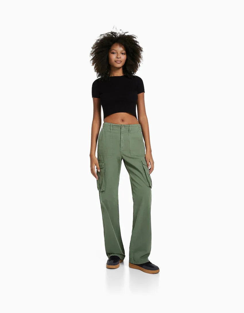 Women Cargo Pants Solid Color Spring Summer Harajuku Oversized Streetwear Hip Hop Wide Leg Trousers Joggers Baggy Sweatpants