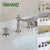 YANKSMART Bathroom Bathtub Retro Spout Golden Polished 3 Pieces Basin Sink Brass Faucets Deck Mounted Cold & Hot Water Mixer Tap