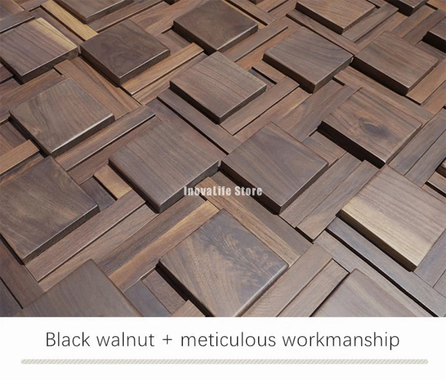 Black Walnut Wall Decoration Art Acoustic Diffuser Panel Solid Wood Mosaic Tile Sofa TV Mosaic Background Wall Stickers