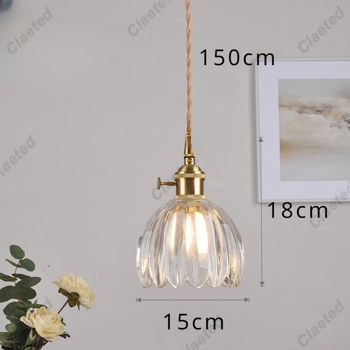 IWHD Modern Copper Glass LED Pendant Lamp Switch Living Room Bedroom Green Amber White Nordic Hanging Lights