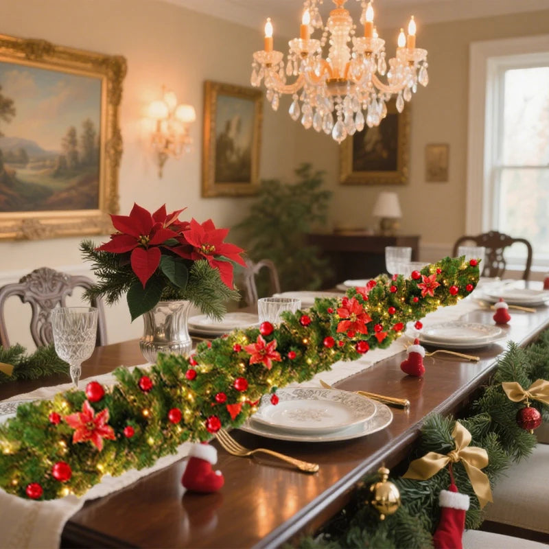 270cm Christmas LED Rattan Garland Decorative For Staircase Fireplace Christmas Decoration Xmas Tree Rattan Banner Home Pendant