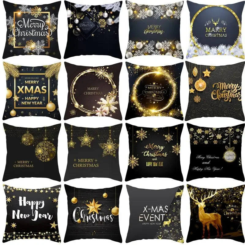 1pcs/set Christmas Black Gold Cushion Cover Merry Christmas Decorations for Home