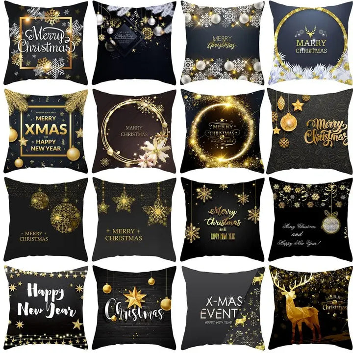 1pcs/set Christmas Black Gold Cushion Cover Merry Christmas Decorations for Home
