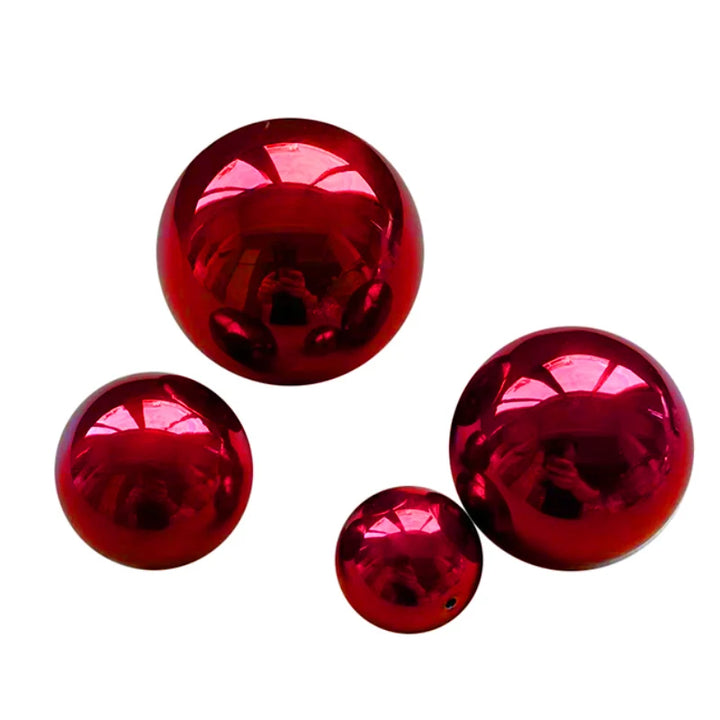 1-3Pcs 304 Stainless Steel Red Hollow Ball Mirror Metal Ball