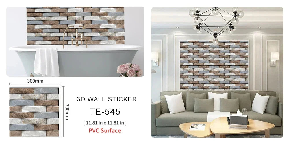 10/20PCS Imitation Brick Tile cobblestone Wall Stickers Water and Oil Proof for Kitchen Restaurant Tea room Relaxation area etc.