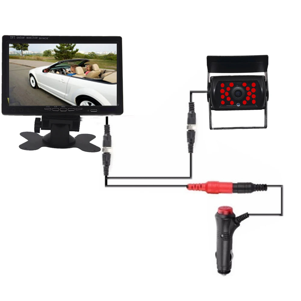 Backup Camera 7" HD TFT LCD Vehicle Rear View Monitor Waterproof Back Up Camera Night Vision for Truck RV