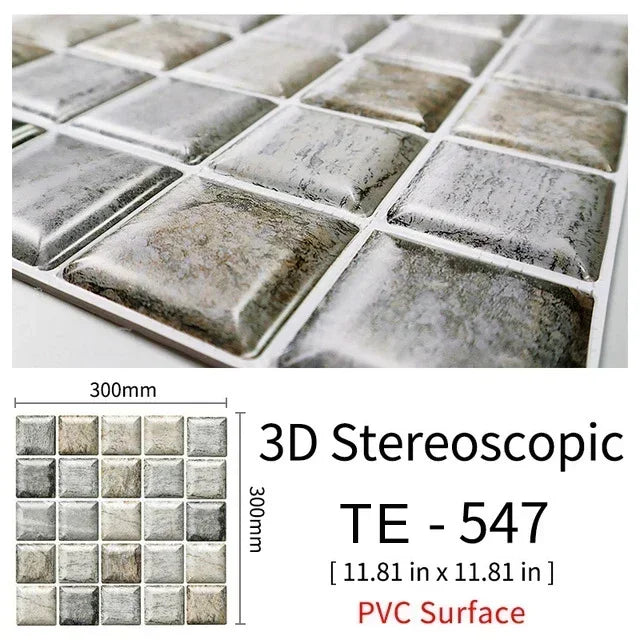 10/20PCS Imitation Brick Tile cobblestone Wall Stickers Water and Oil Proof for Kitchen Restaurant Tea room Relaxation area etc.