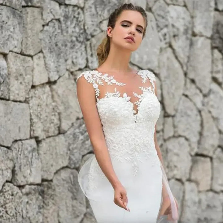 Wedding Dresses White Mermaid With Lace Plus Size Bridal Gowns vestidos de Boho Dress Beach Gothic Grows