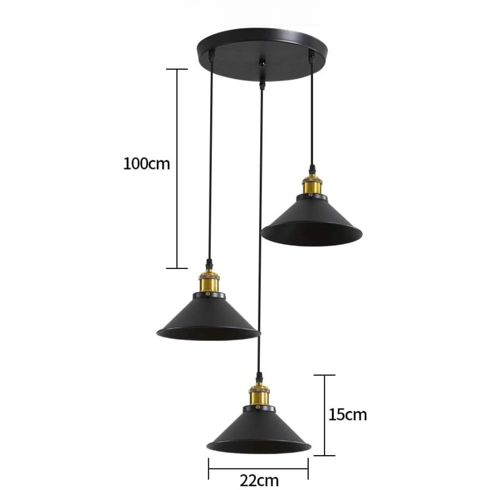 JOYINLED Industrial Chandelier Vintage Retro Black Pendant Light Shade Loft Iron Umbrella Kitchen Bar Hanging Ceiling Light