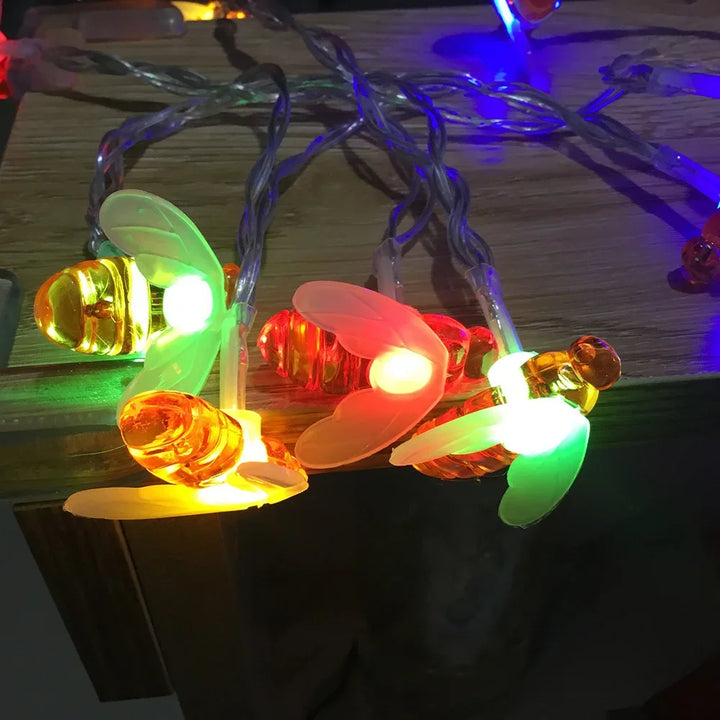 Solar Bee LED String Lights Outdoor Holiday Party Lighting Night Lamp for Garden