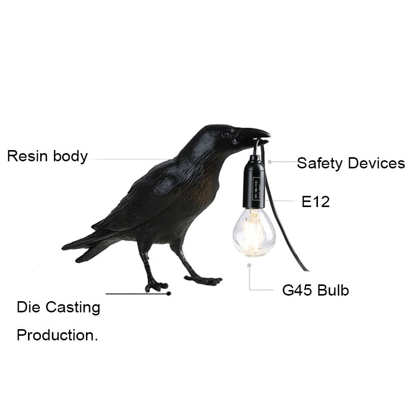 Modern Lucky Bird Table Lamp Bedroom Bedside Living Room Table Lights Resin/Fixture Wall Lamp