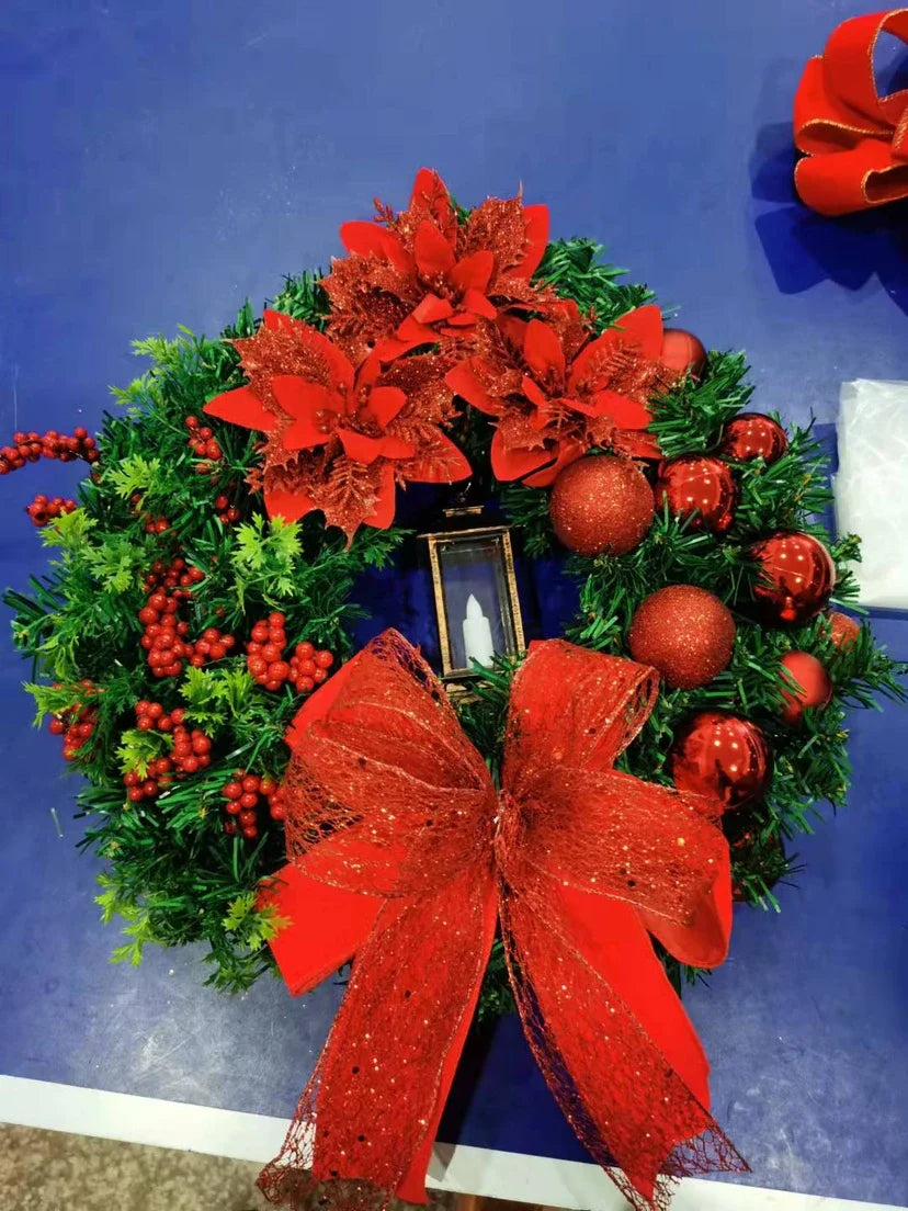 Christmas Wreath for Front Door Red Gold Window Wall Door Decorations 2024 Christmas Garland Ornament Guirnalda Navidad