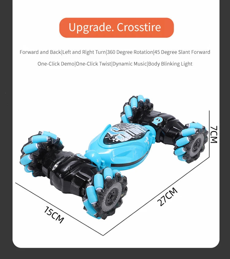 4WD stunt remote control car LED lights watch induction twist music 360° rotation off-road climbing children's toys Holiday gift