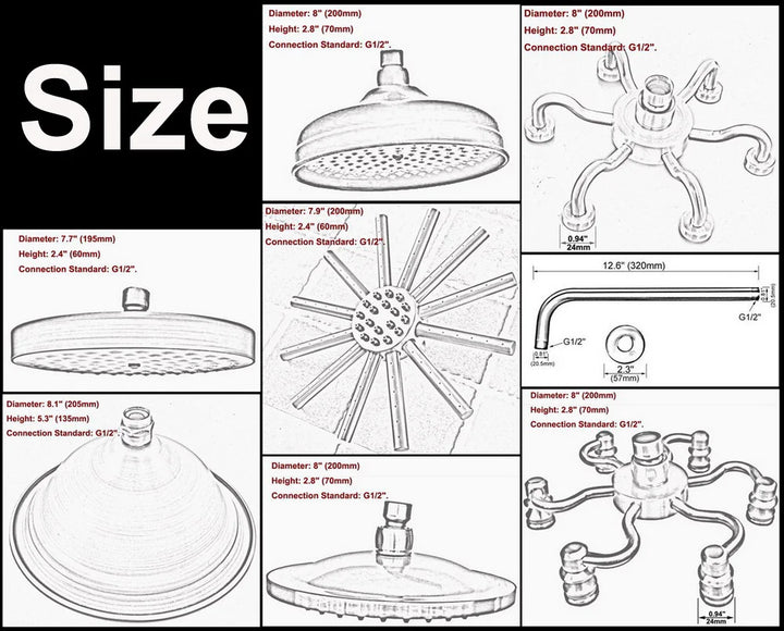 Bathroom Accessory /Antique Red Copper Bathroom 8" inch Round Rainfall Rain Shower Heads & Wall Mounted Shower Arm  Lzh374