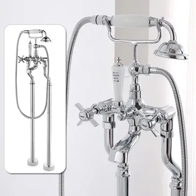 Bathtub Faucet Set Floor Decked Bathroom Classical Top High Quality Gold American Style Ceramic Handle Shower Faucet