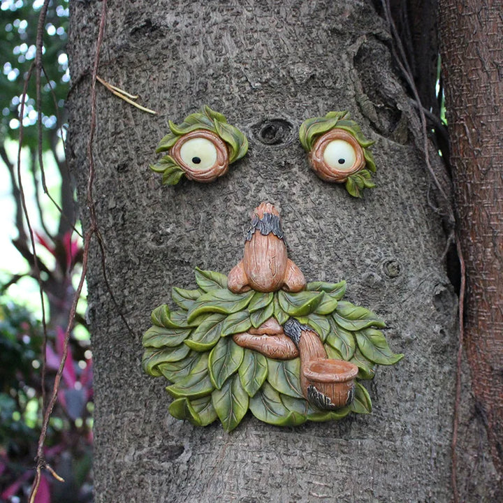 ‌Glowing Resin Tree Face Pipe - Magical Night Light for Outdoor Garden Decor‌