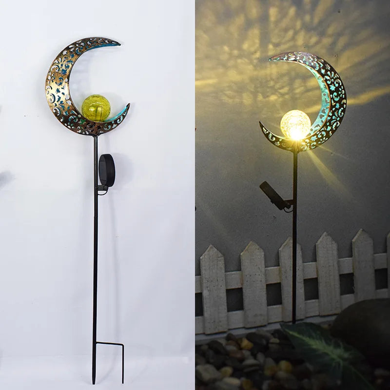 Led Solar Lights Outdoor Waterproof Moon Fairy Lawn Garden Solar Lamps for Pathway Landscape Courtyard  Stakes