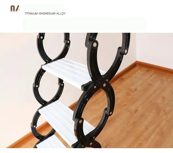 Outdoor Wall-mounted Telescopic Step Ladder carbon steel Lift Ladders for Home Indoor Space-saving Attic Telescopic Staircase