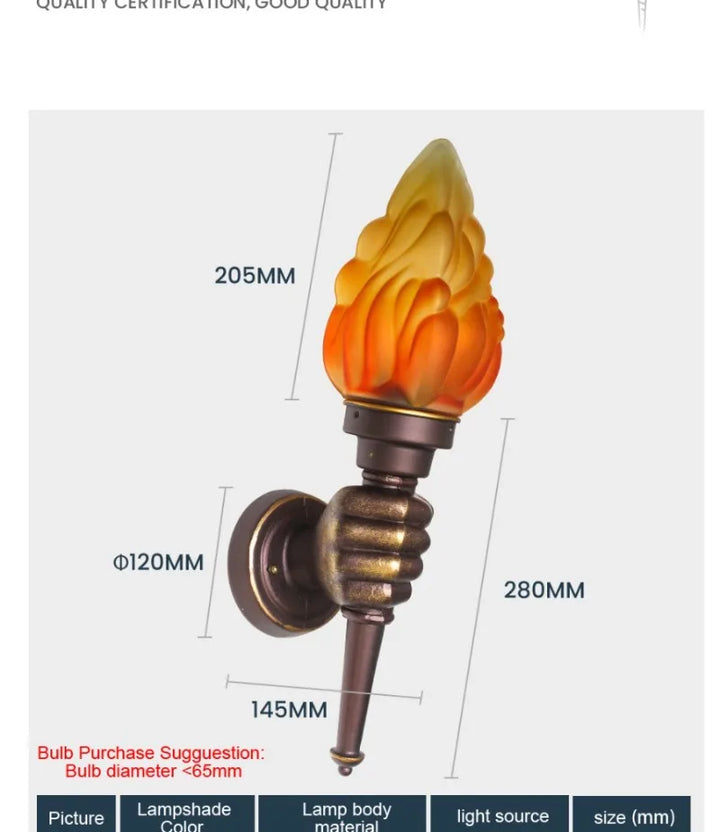 Outdoor Wall Torch Light Courtyard Hanging Light Indoor Coffee Restaurant Decoration Hand Light Creative Retro Ambient Lamps
