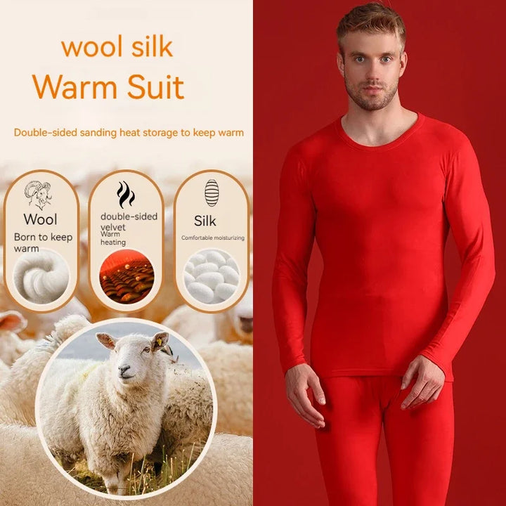 Autumn Winter New Men's Cashmere Silk Soft Comfortable Warm Underwear with Thickened Plush Set for Men Women Thermal Clothing