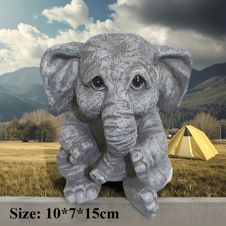 Cute Elephant Statue for Outdoor Decoration, Resin Craft Sculpture for Garden, Patio, Balcony, Outdoor Animal Living Room Decor