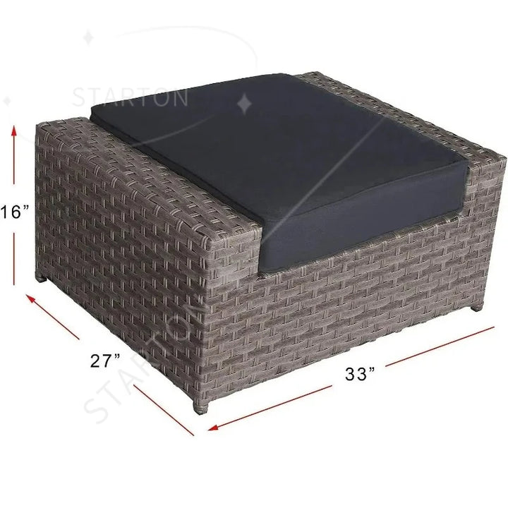 Outdoor Garden Pe Rattan Wicker Sofa Furniture Set Of 9 Pieces