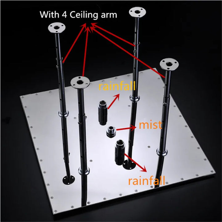 hm Modern LED Shower Set 20Inch Ceiling Mist Rainfall Shower Head System Bathroom Thermostatic Shower Faucets Massage Body Jets