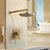 KEMAIDI Shower Faucet Sets 8 inch Antique Brass Round Rainfall Shower Head Wall Mounted Bathroom 2 Handles Shower Systerm