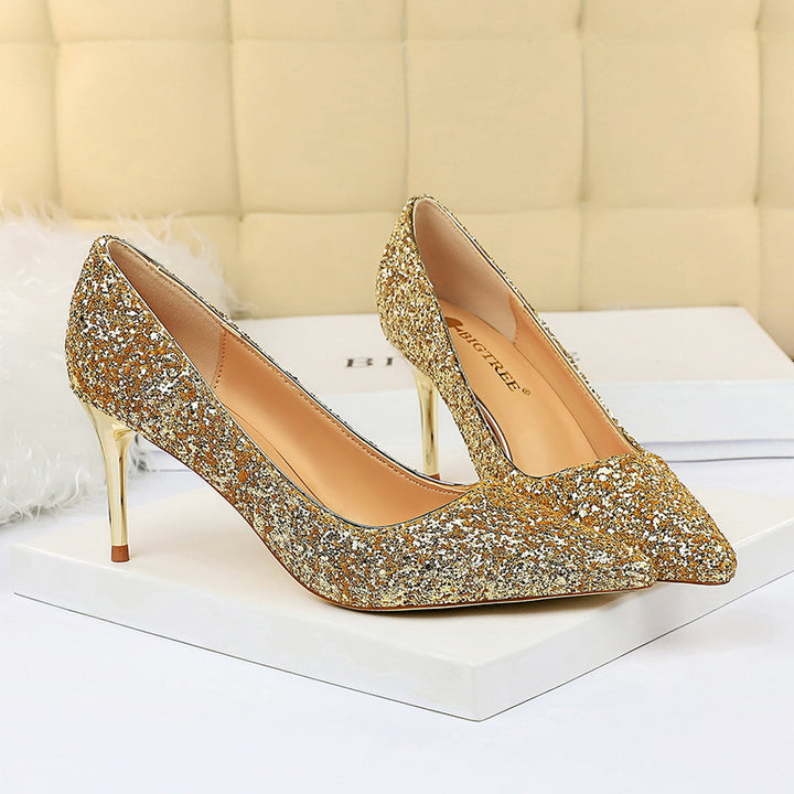 Women 7cm 9.5cm High Heels Bling Pumps Sparkly Heels