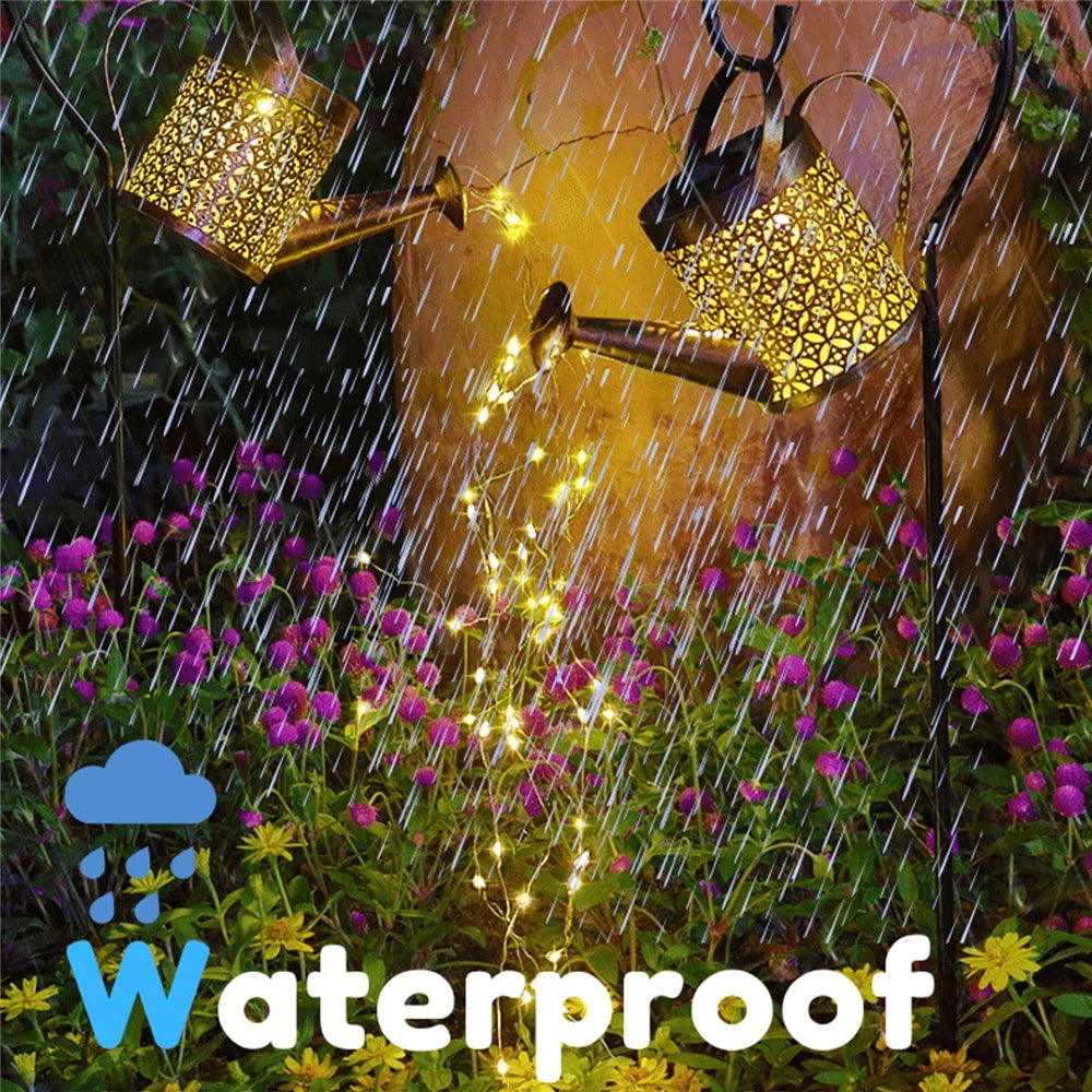 Solar Watering Can Light Hanging Kettle Lantern Light Waterproof Garden Decor
