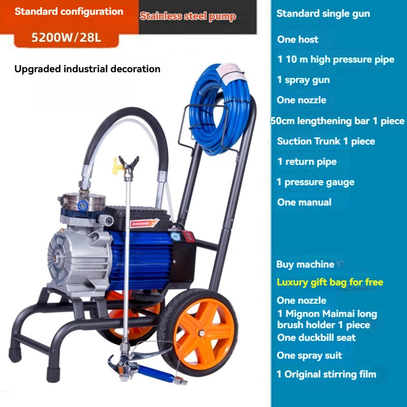 High Pressure Airless Spraying Machine Electric Paint Sprayer Spray 5200W Painting Tools for Paint and Decorating