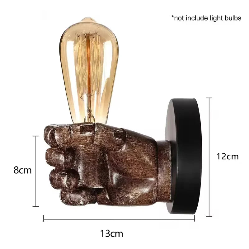 Vintage Wall Lamp Resin Fist lights For Bar Restaurant Coffee Shop Decoration Wall light Left Right Hand Indoor Lighting E27