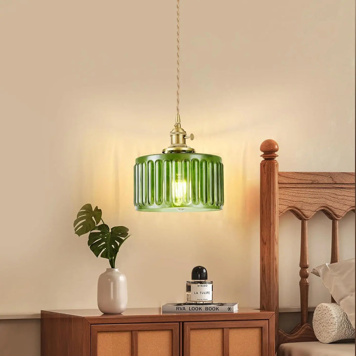 Hanging lamp glass pendant light E27 striped pendant light suitable for dining rooms, kitchens, cafes, bedside pendant lights
