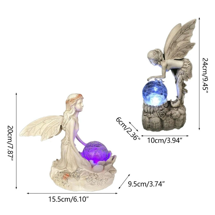 Fairy Garden Solar Flashing LED  Resin Garden Statue Outdoor Decoration