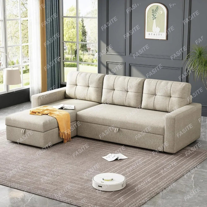 High Quality Living Room Sofa, Convertible Sofa Bed With 3 Cushions And Breathable Fabric Suitable For Apartments