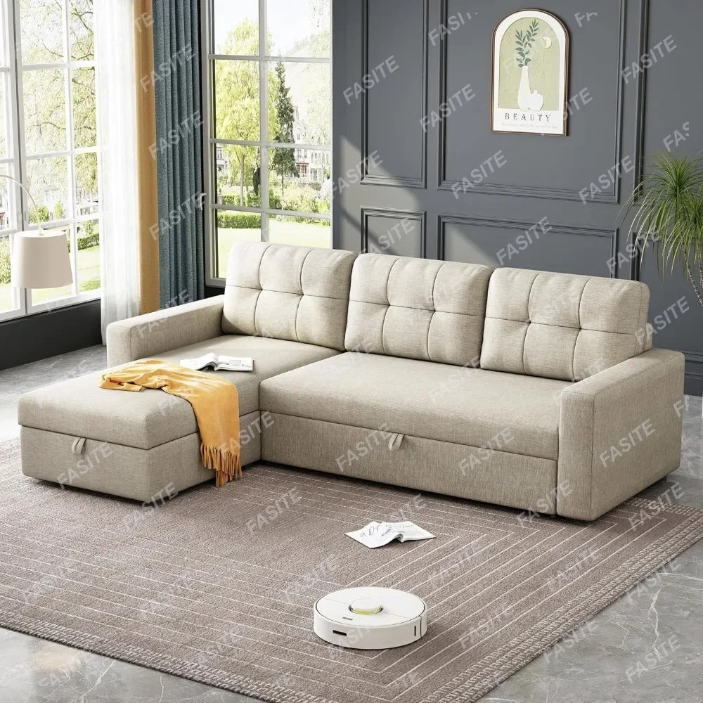 High Quality Living Room Sofa, Convertible Sofa Bed With 3 Cushions And Breathable Fabric Suitable For Apartments