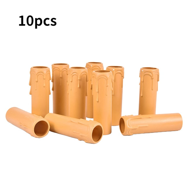 10pcs Candle Lamp Holder Tube Candle Lamp Base Sleeve Candle Shell Cover for E12 Chandelier Wedding Dining Table Home Decoration