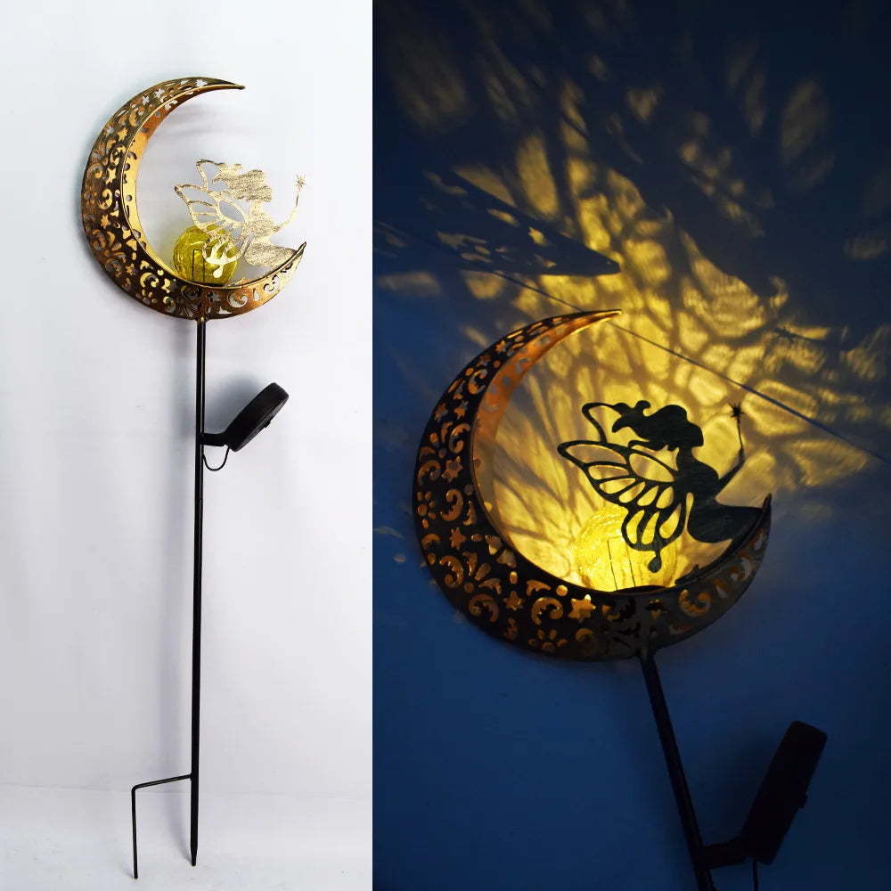 Led Solar Lights Outdoor Waterproof Moon Fairy Lawn Garden Solar Lamps for Pathway Landscape Courtyard  Stakes