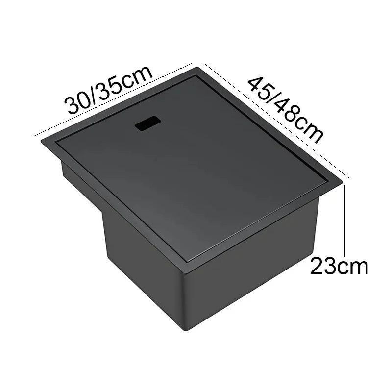 Nano Hidden Bar Kitchen Sink Black Folding Faucet Mini Small Single Bowl Wash Basin Stainless Steel Soap Dispenser Accessories