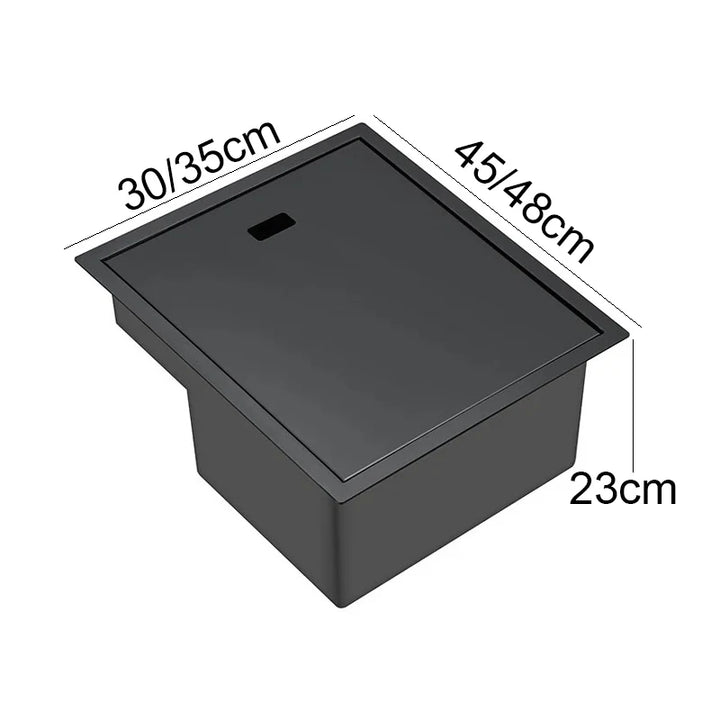 Nano Hidden Bar Kitchen Sink Black Folding Faucet Mini Small Single Bowl Wash Basin Stainless Steel Soap Dispenser Accessories